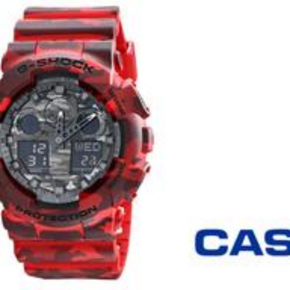 g shock red camouflage watch